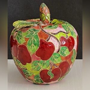 Vintage Cloissone Enamel Metal Apple Fruit Art Deco